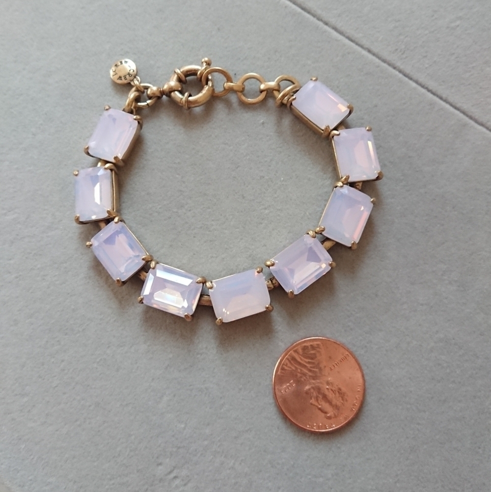 J. Crew Faceted crystal Gold tone and Pink Bracelet